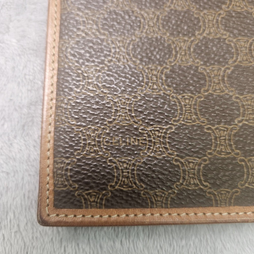 Celine Macadam Triomphe Women's Brown Leather Bifold Long Wallet Authentic - Picture 6 of 12